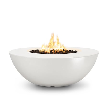 The Outdoor Plus 48 Round Sedona Fire Pit - GFRC Concrete - White - Spark Ignition with Flame Sense - Liquid Propane OPT-SEDWL48FSEN-LIM-LP